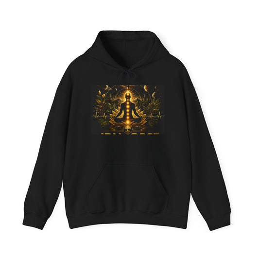 JPNJ2027 Gold Wellness Hoodie — Futuristic Nature & Space Design
