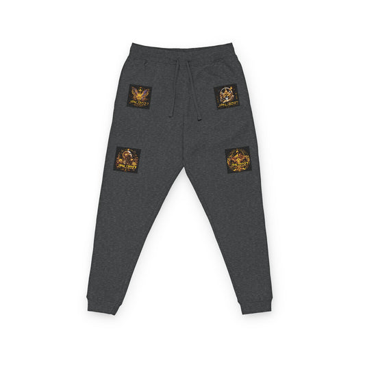 JPNJ2027 --- Embroidered Floral Patch Fleece Joggers — Cozy Casual Sweatpants